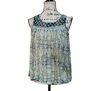 Patrons of Peace Print Chiffon Tank Top - Size Small